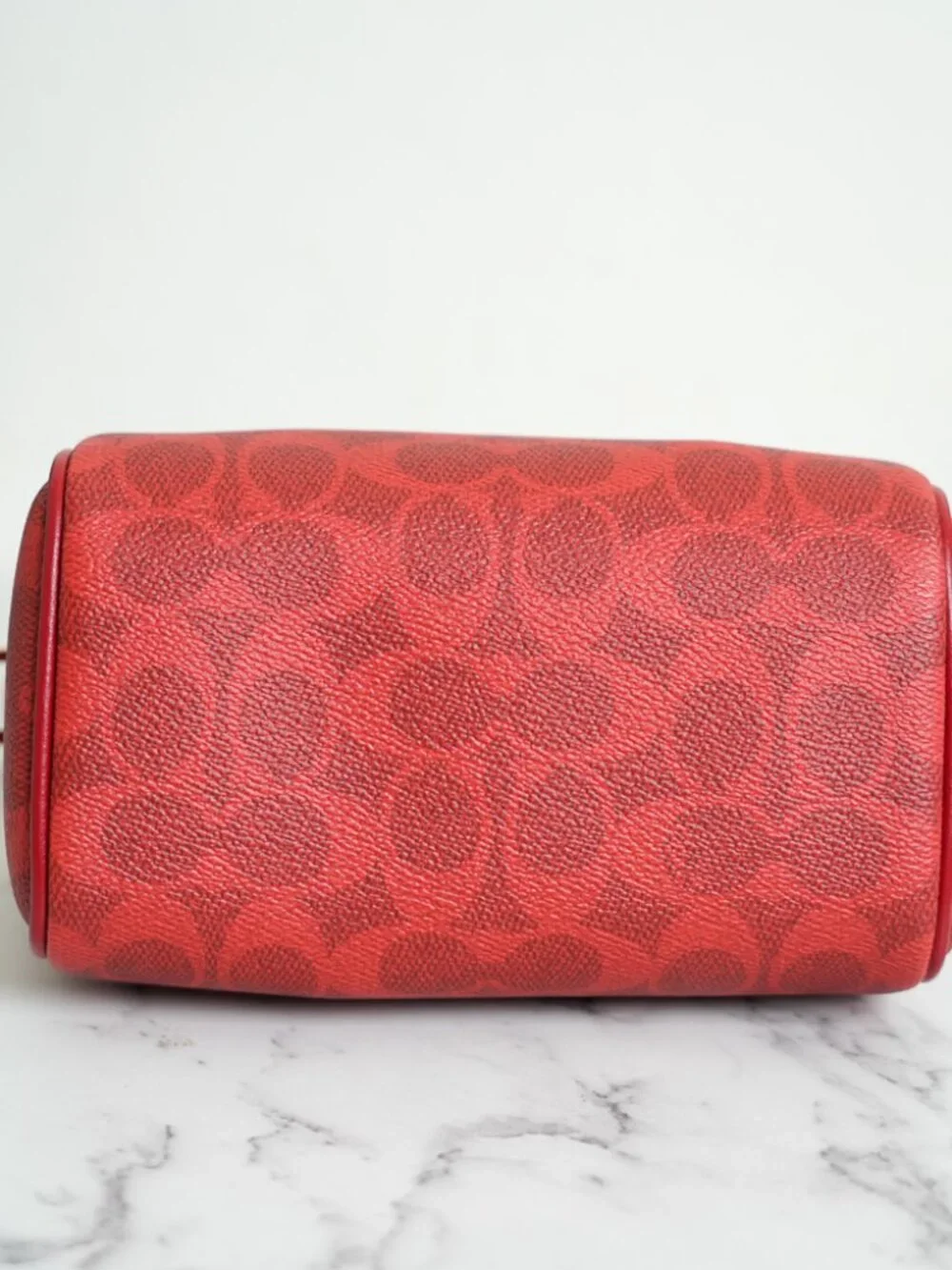 Coach CEY63 Mini Rowan Crossbody Bag In Signature Canvas Gold/Crimson NWT